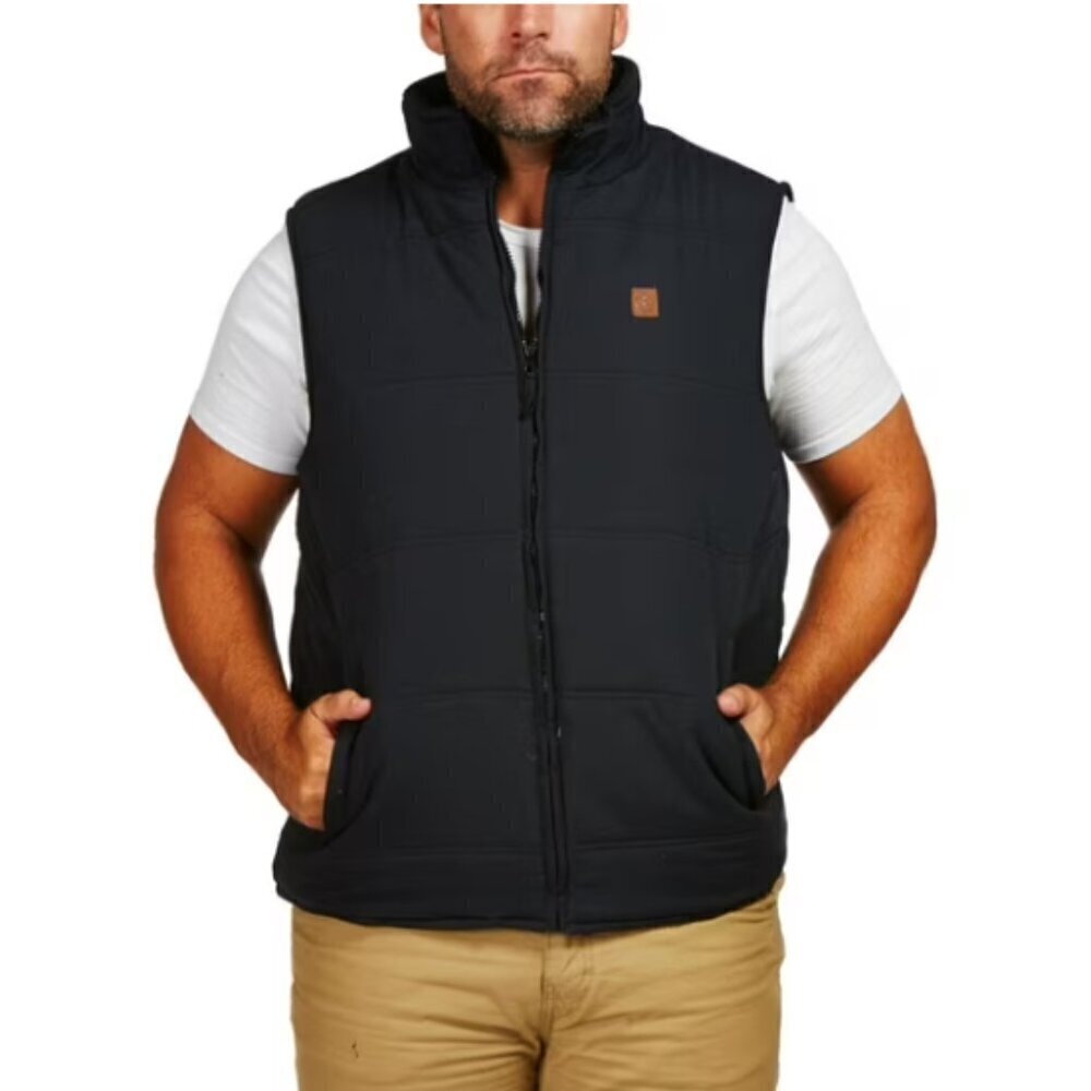 Coleman Mens Puffer Vest Black Microfiber Insulated Sherpa Collar Size XXL